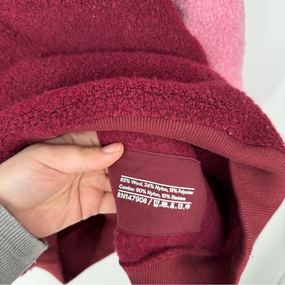 Outdoor Voices WOOL Color Block Quarter Zip Pink Toned Jacket - Picture 4 of 5